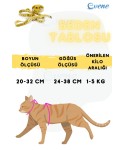 Sarı Kedi Tasması Boyun Göğüs Ayarlanabilir Sevk Kayışlı Gezdirme Seti